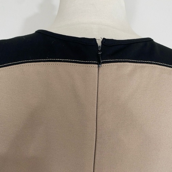 Ann Taylor Tan Black Colorblock Sleeveless Stretch Ponte Dress Size 4 Classic - Picture 8 of 15